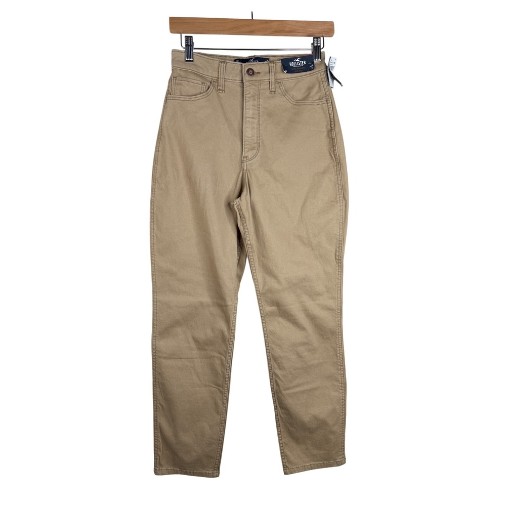 New‎ Hollister Ultra High Rise Mom Pants size 3R (26) Tan